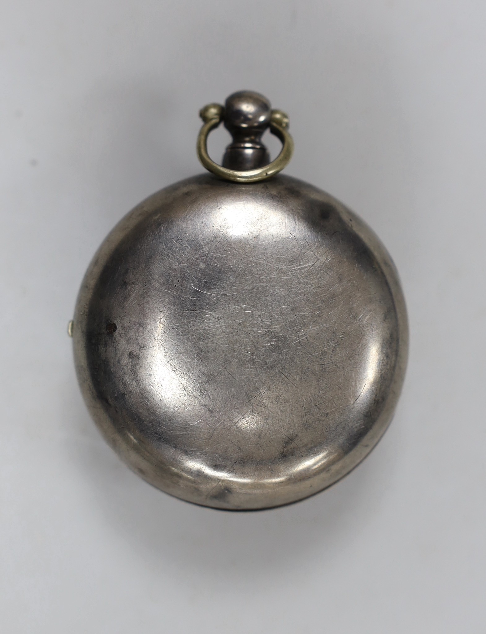 A Victorian silver pair cased keywind verge pocket watch, by Wm. Mannings of Steyning, case diameter 51mm.
